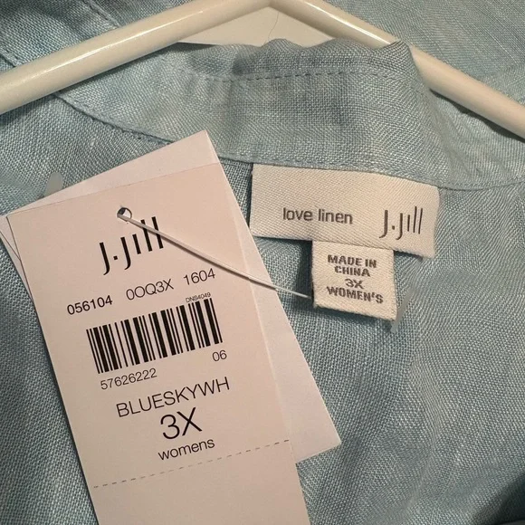 J. Jill Sky Blue Linen Shirt - Picture 3 of 3